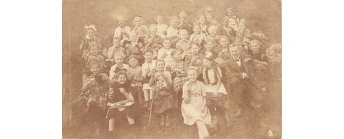1900s School Children & Teacher Sepia Postcard – Divided Back – Americana