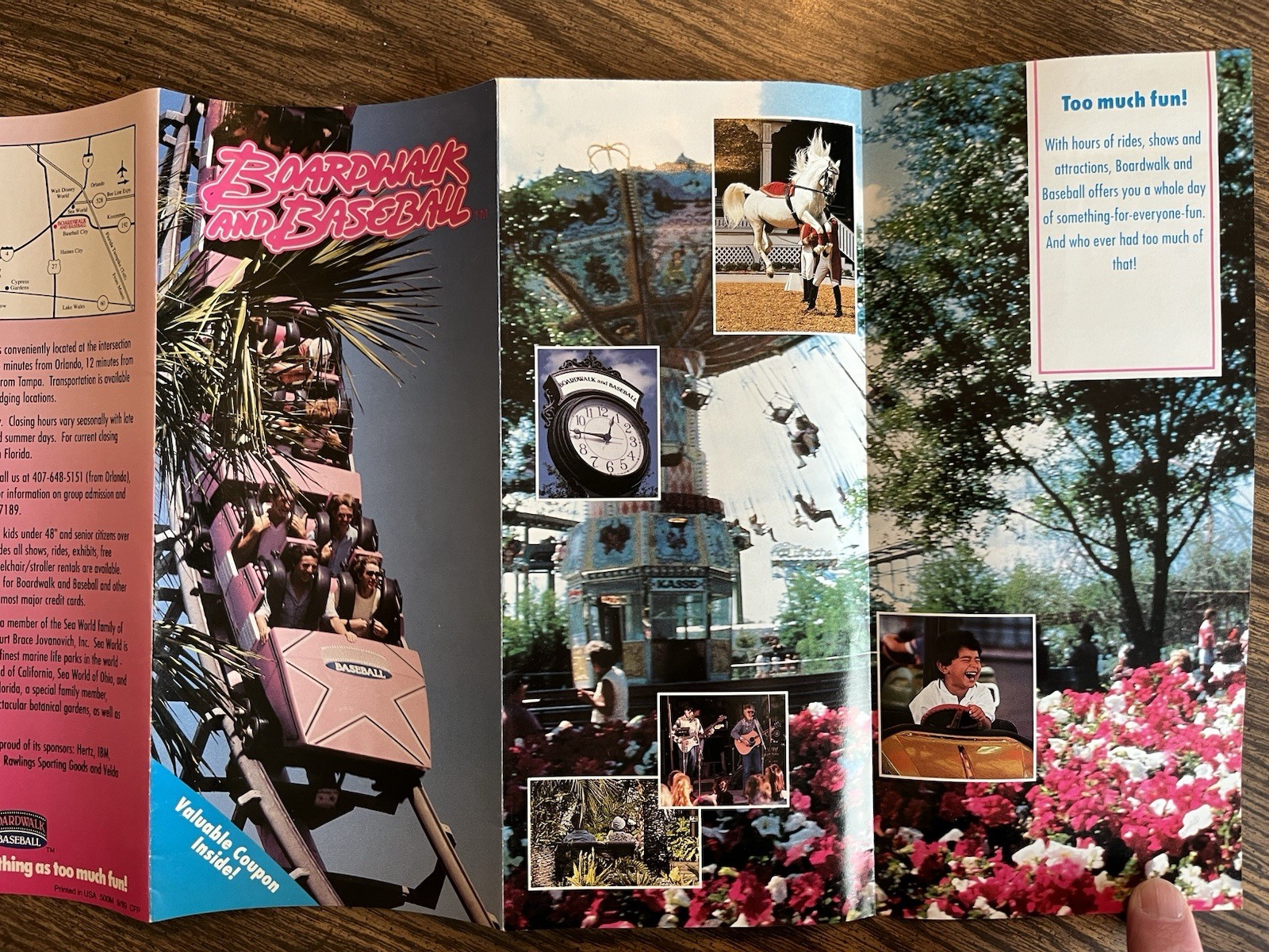 Boardwalk and Baseball Davenport Florida Theme Park Travel Brochure 1989