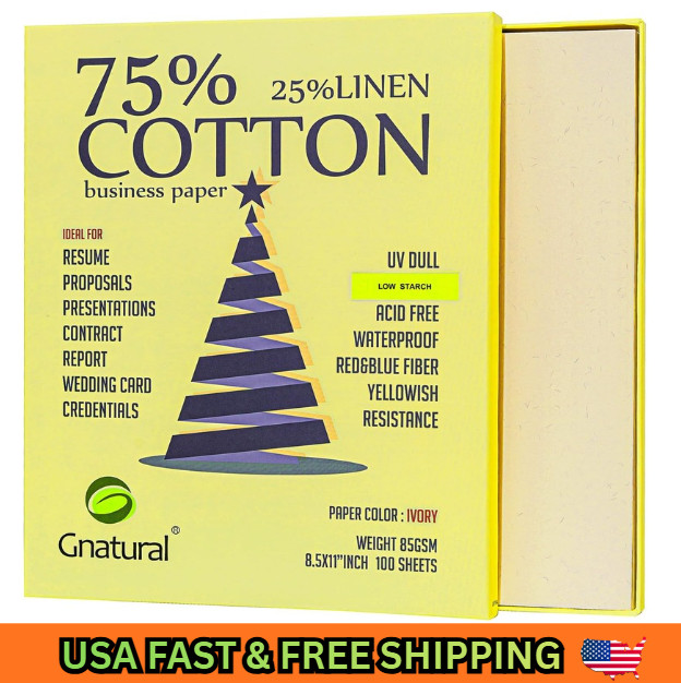 75% Cotton 25% Linen Business Paper Ivory 85Gsm 8.5″W X 11″L Resume Paper Won’T