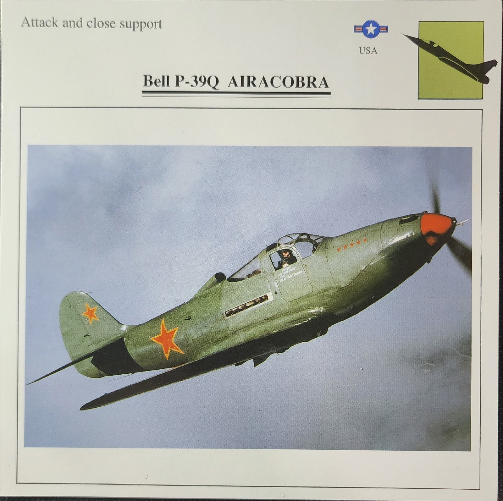 Bell P-39 P39 P 39 Picture Original Vtg Info Aircraft Collector Card